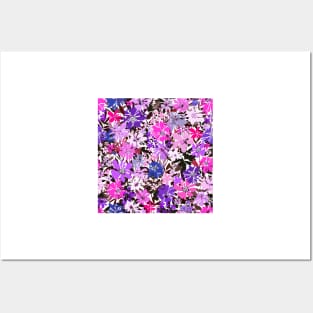 Modern Floral Illustration, Purple and Pink Flowers art 8 Posters and Art